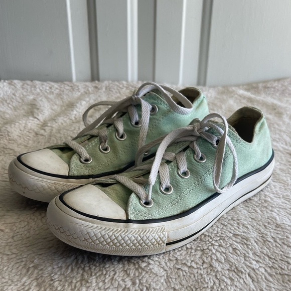 Converse low top mint green aqua canvas lace up sneakers - Picture 1 of 11